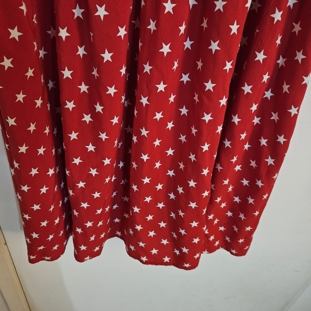 Motel Rocks Red White Star Print Ruffle Mini Dress S - Picture 6 of 8